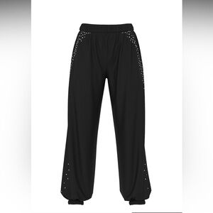 PINK Victoria's Secret Ivy Fleece sweatpants pure black silver studs Small